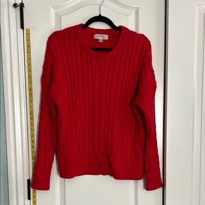 Philosophy Bright Red Cable Knit Crew Sweater, Large